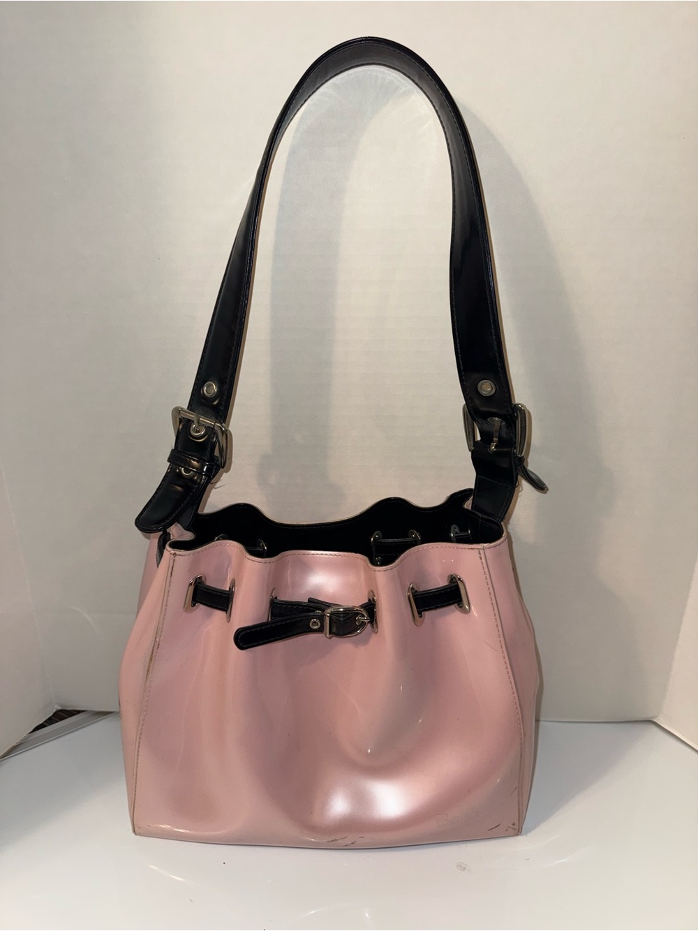 Women’s Pink Shoulder Bag with Black Trim